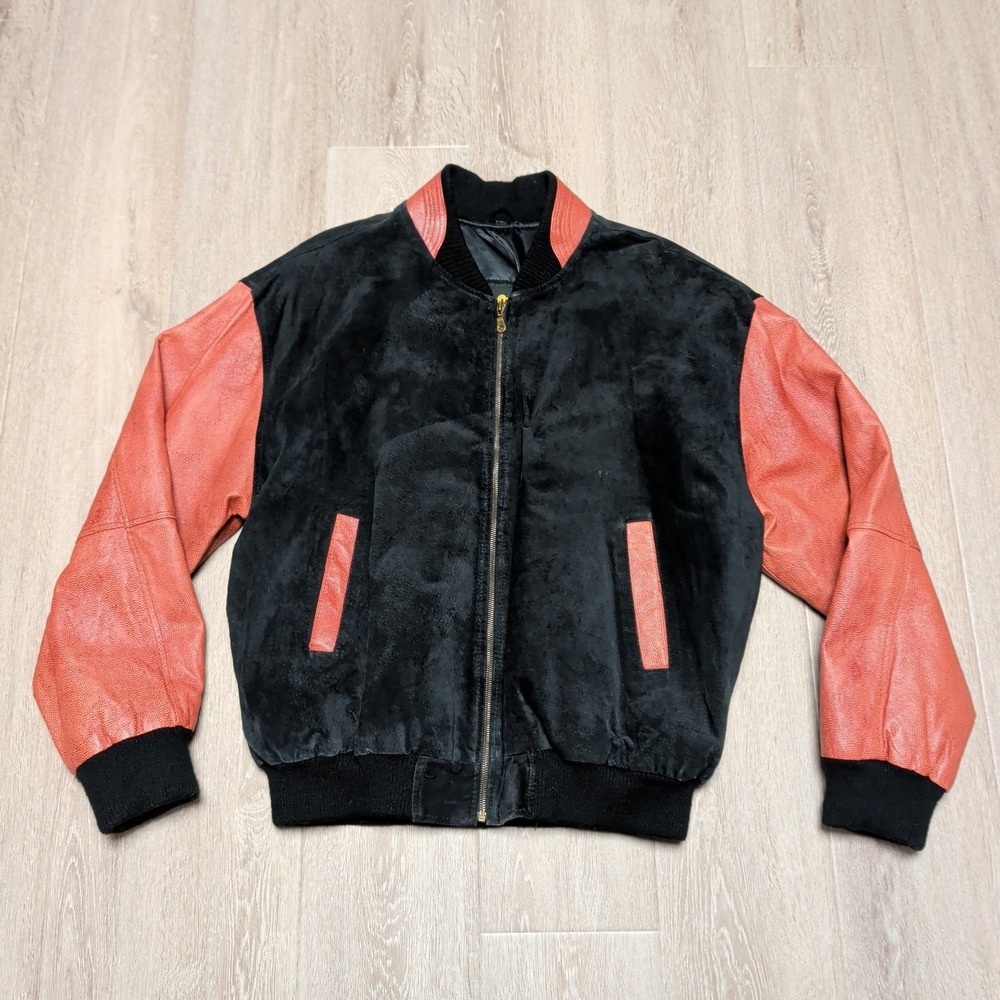 Official Wilson Sporting Goods NFL Varsity Jacket Black Suede‎ Orange Mens 1X